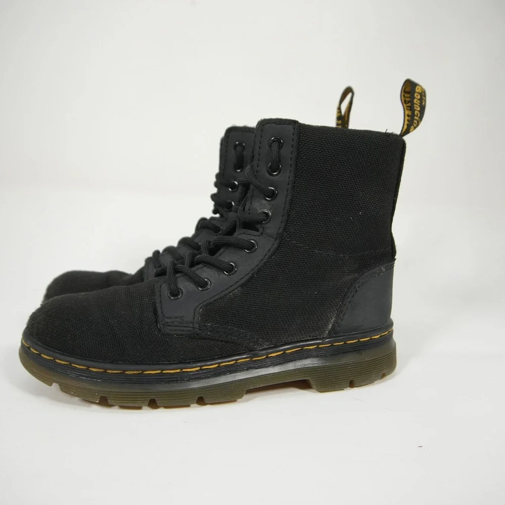 Dr. Martens Canvas Combs J JY004 Kids 13 Black Utility Combat Boots Side Zip